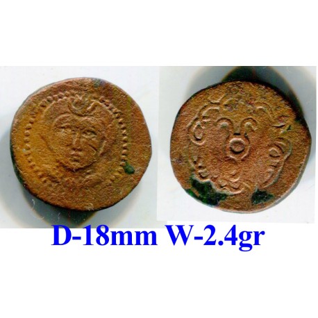 Samarkand Soghd, AE portarit coin, 6-7? Ct AD RRRR (21642)