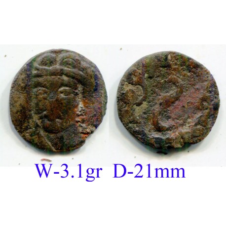 Soghd, Northern Tokharistan? AE Unpublished AE portrait coin (24809)