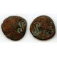 Kushan AE tetradrachm with Khwarezmian “S” c/m R (h491)